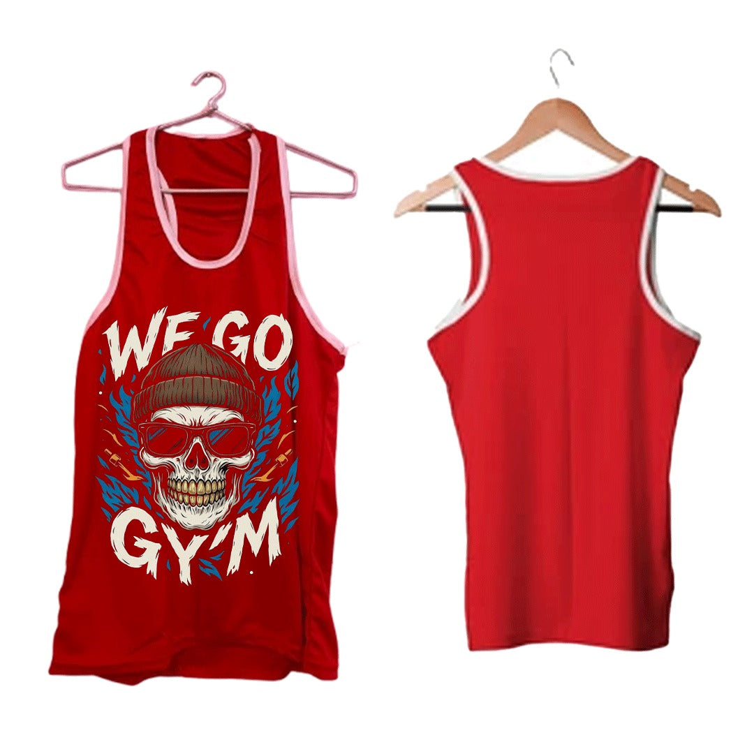 We Go Gym  Red Trendy Tank Top