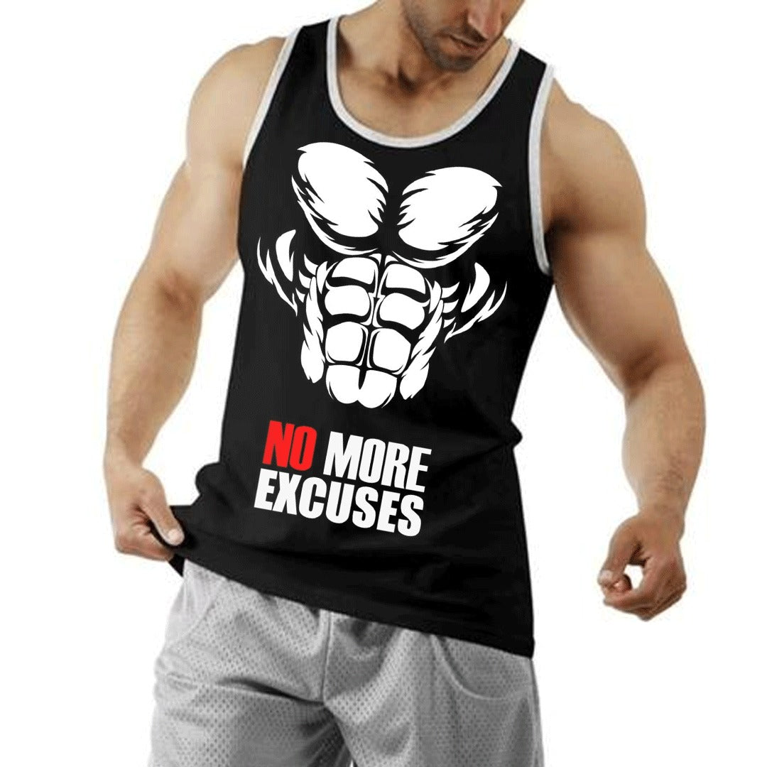 No More Excuses Gym Black Trendy Tank Top