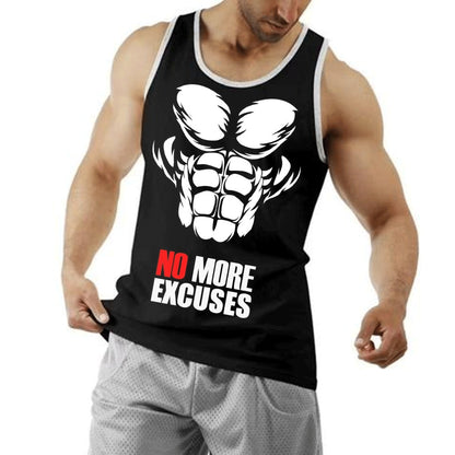 No More Excuses Gym Black Trendy Tank Top