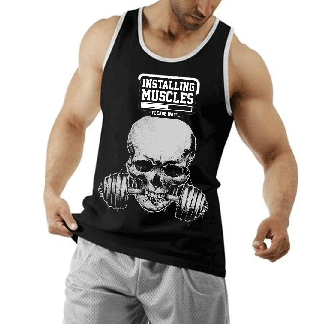 Installing Muscles Gym Black Trendy Tank Top
