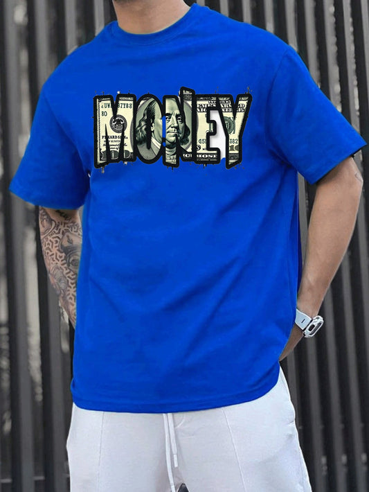 money era blue printed drop shoulder t-shirt