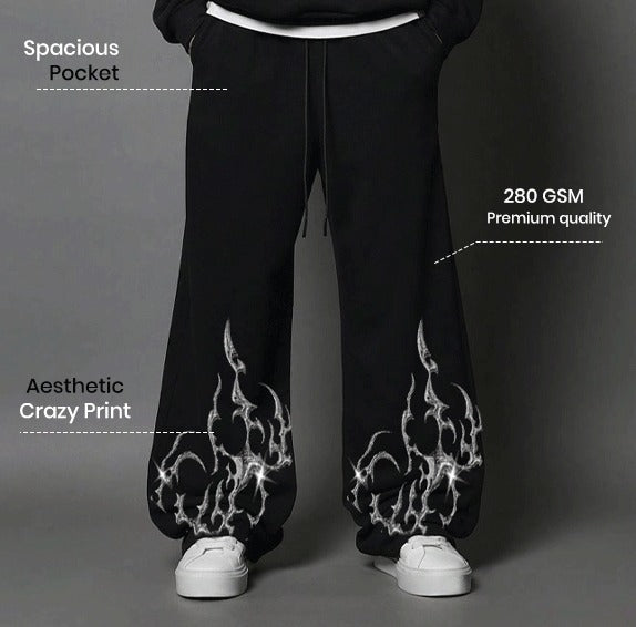 Black Pinted Hoddie And Trouser