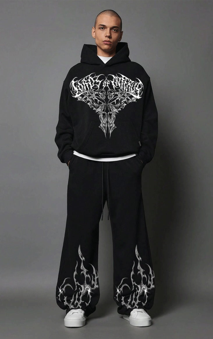 Black Pinted Hoddie And Trouser