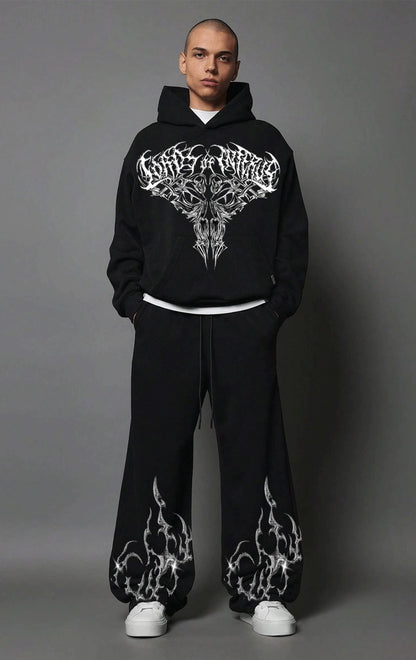 Black Pinted Hoddie And Trouser