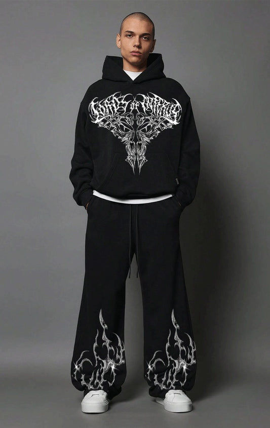 Black Pinted Hoddie And Trouser